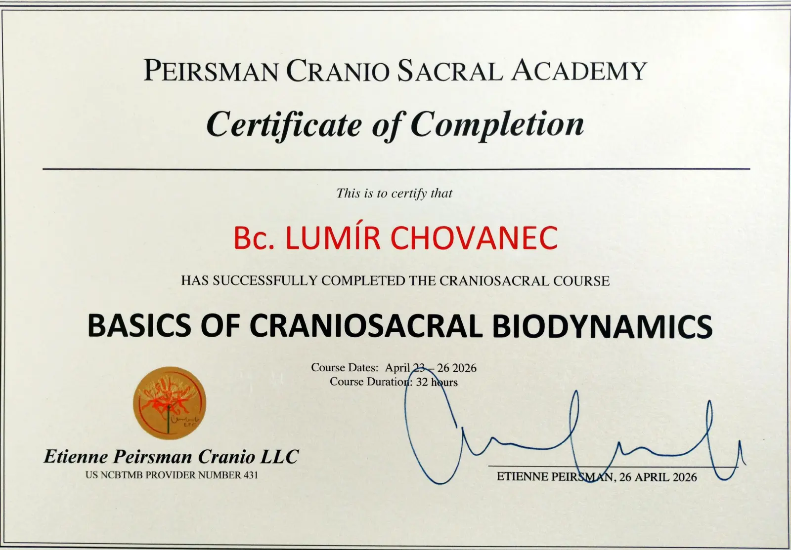 Certifikát Plnospektrální Biodynamika-I