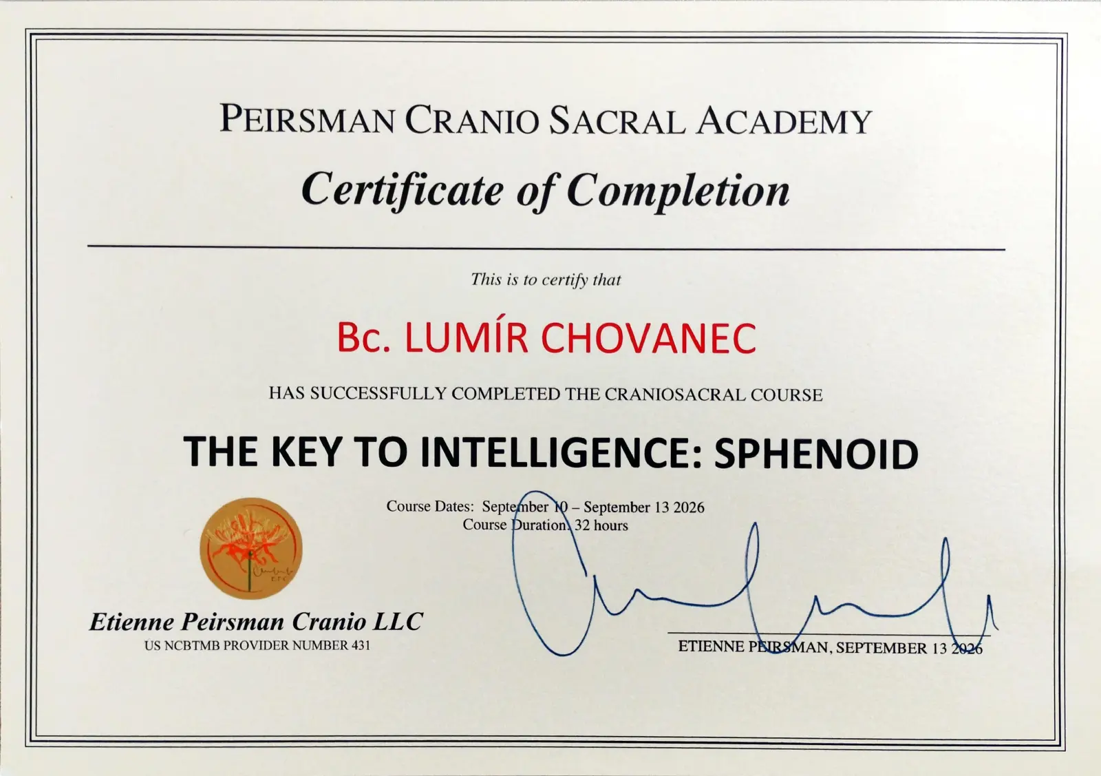 Certifikát Plnospektrální Biodynamika-Sphenoid